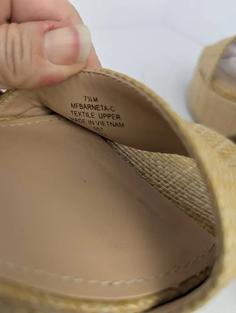 Marc Fisher beige raffia woven basket natural platform sandal heels womens 7.5